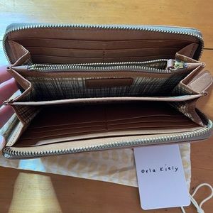 Orla Kiely brown leather wallet